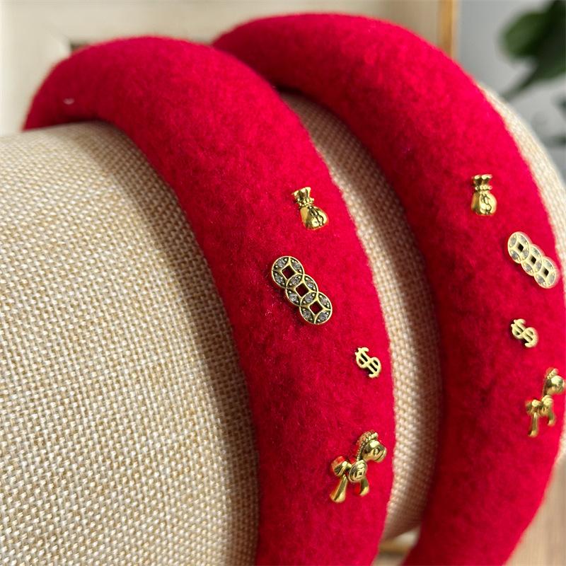 Lucky Red Hairband for Women New Year Aesthetic Headpiece Festive Hair Accessory for Party Gift