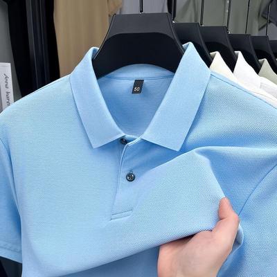 Men's Summer Mercerized Cotton Polo Shirt - Customizable Logo, Short Sleeve, Pure Color Lapel