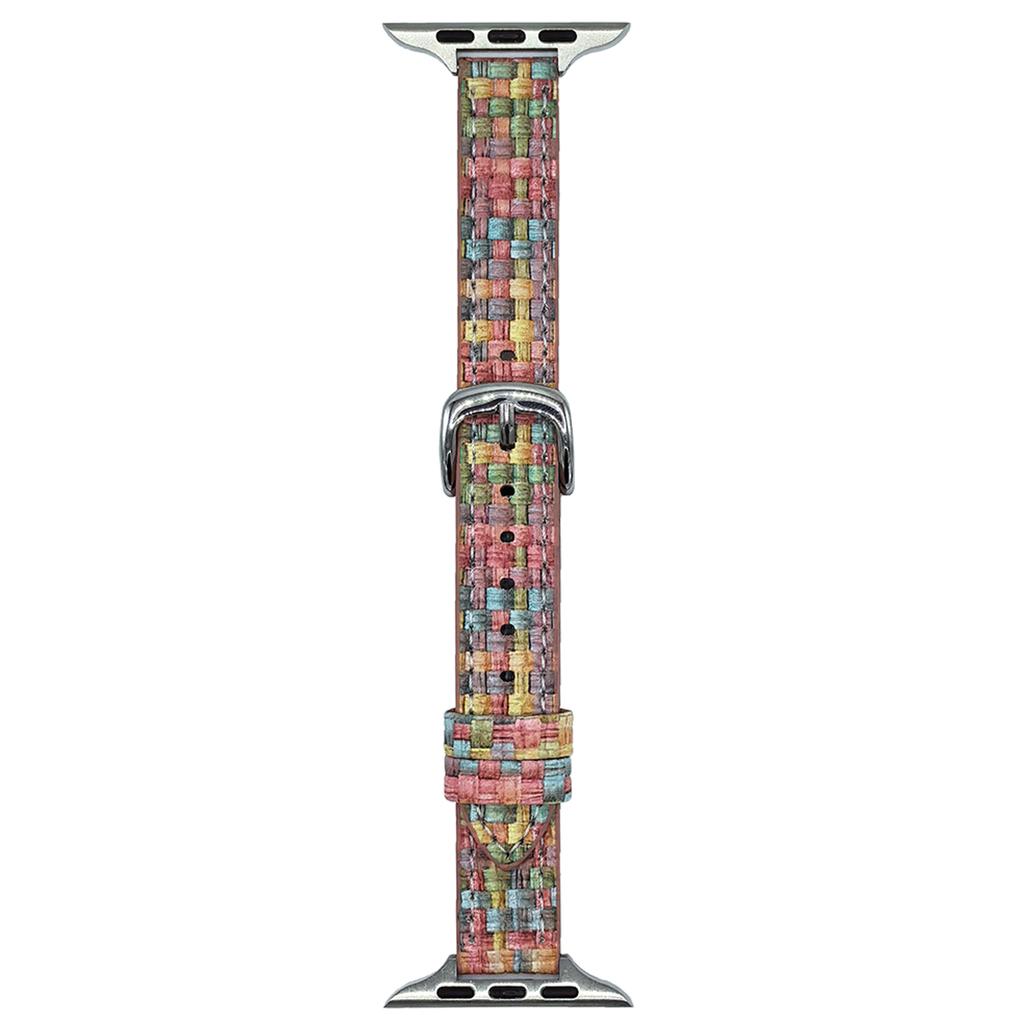 Leather Watch Band For Apple Watch Series 10 9 8 7 SE 6 5 4 3 2 1 42mm 41mm 40mm 38mm Straw Mat Texture Strap