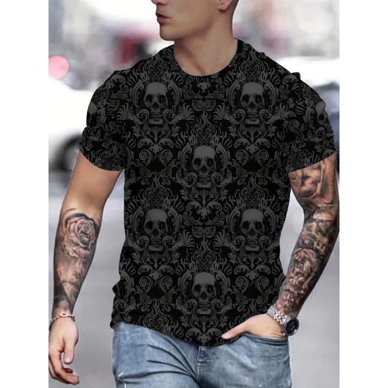 Streetwear Mens Summer Clothing With 3d Printed Animal Skull Graphic T Shirts Round Neck Short Sleeved Tees New In Tops For Men