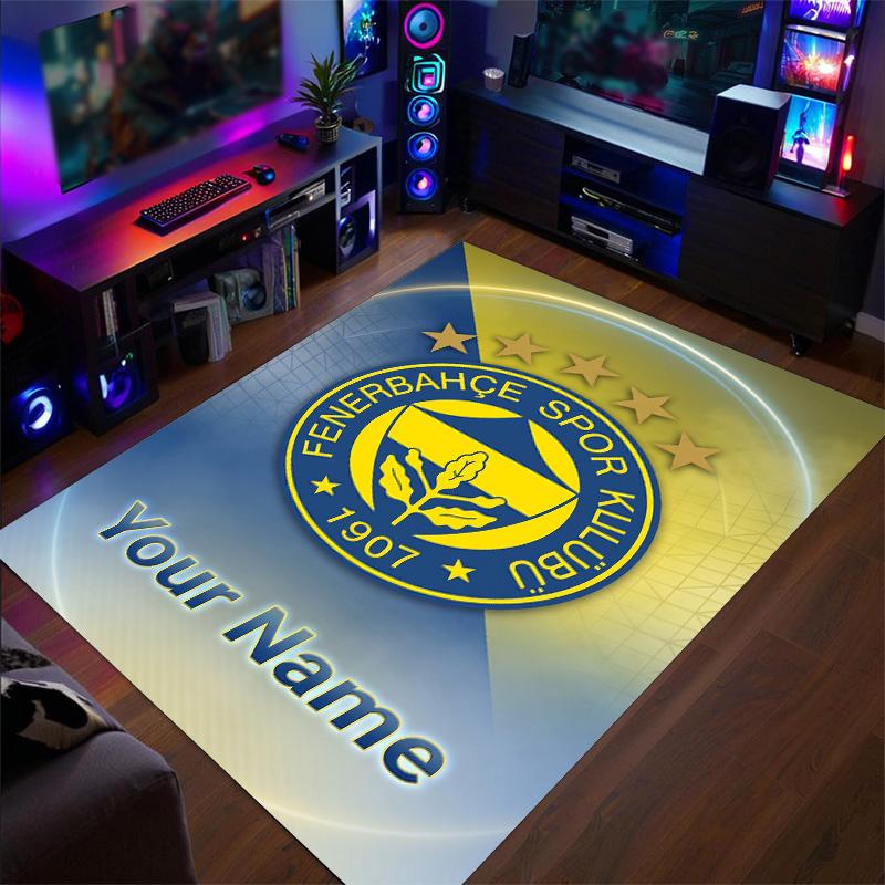 Crystal Velvet Rug Fenerbahçe FC Print Custom Name Text Floor Mat Home Decor