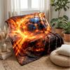 Fiery Football with Lightning Theme blanket Lightweight Warm Flannel Blanket Decorative Throw Blanket for Home Decoration