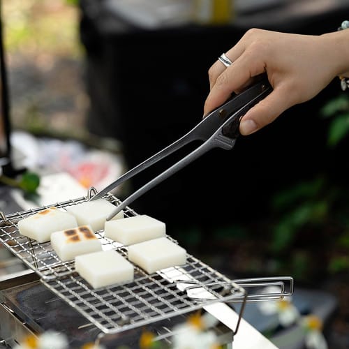 ziyue Tongs, 24cm Stainless Steel Clay Tongs for Camping, BBQ, and Yakiniku, Non-Conductive, Freestanding, with Wooden Handles, Lightweight, for BBQ,