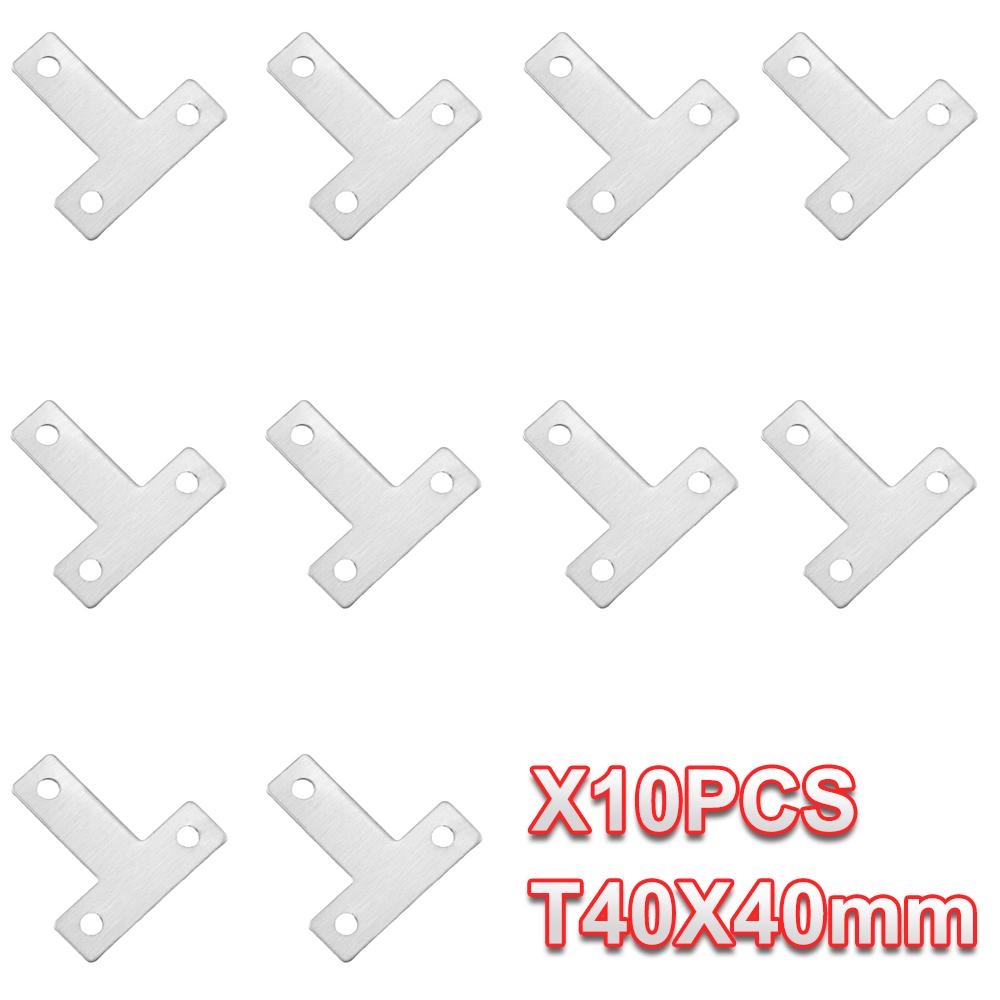 

10Pcs T Corner Braces t Bracket Connector 40/60/80mm(1.6/2.4/3.2Inch) T Shape Flat Mending Plates Fixing Repair Plates