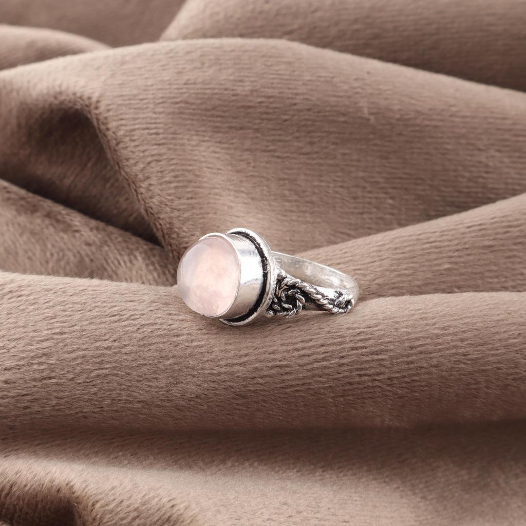 Rose Quartz Ring Jewelry, 925 Sterling Silver Ring, Handmade Adorable Gemstone Meditation Jewelry Ring For Memorial Day