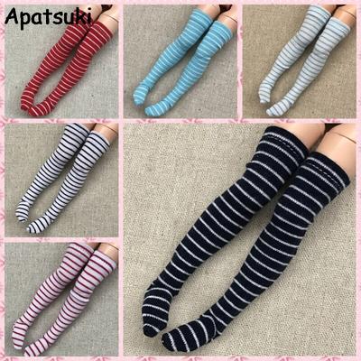 5 párů/lot Pruhované punčochy pro panenku Blythe Punčochy nad koleno Pro panenku Barbie 1:6 Dlouhé ponožky Pro panenku Momoko 1/6 Doplňky