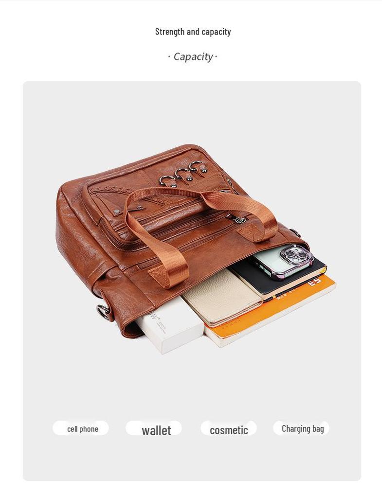 Urban Minimalistisch Weiches Leder Damen Handtasche mit großer Kapazität und Umhängetasche 2025