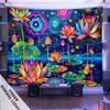 Psychedelic Lotus Tapestry  Vibrant Flowers and Cosmic Patterns for Boho Home Decor Perfect Wall Art for Living Room or Bedroom