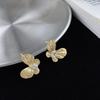Elegant Butterfly Stud Earrings: Copper Alloy with S925 Silver Needle, Micro-Inlaid Design