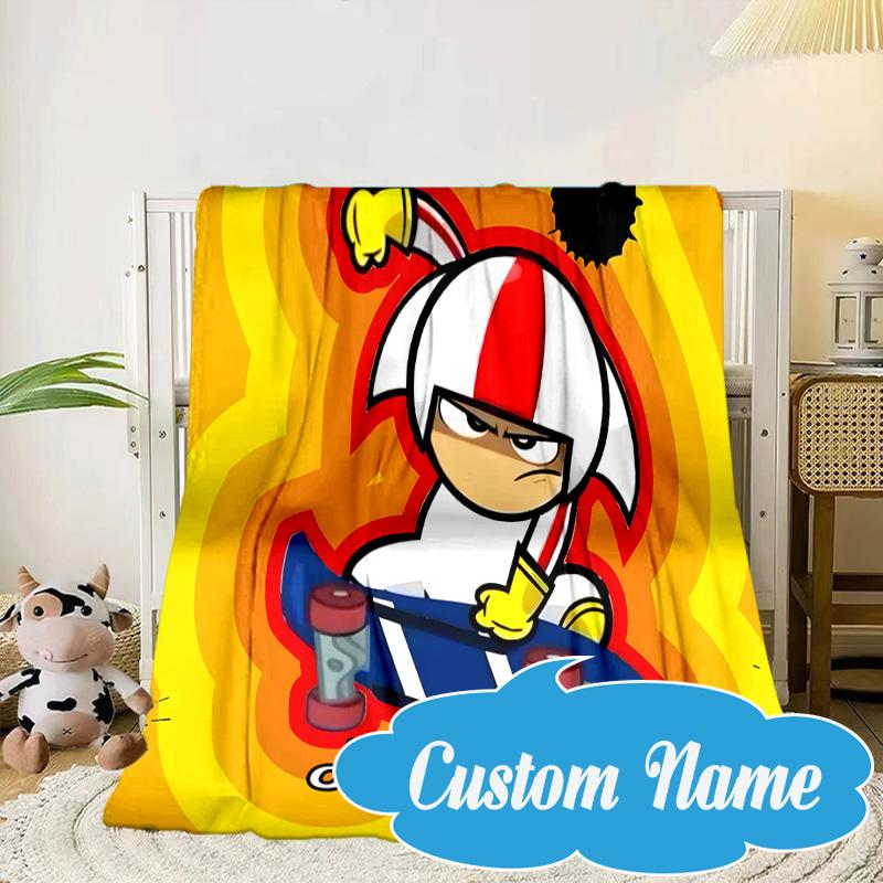 Custom Name Skateboard Adventure Buttowski Blanket bed sofa Blanket Flannel Blanket for Camping, Hiking, Picnic Essentials,gift for Fan family