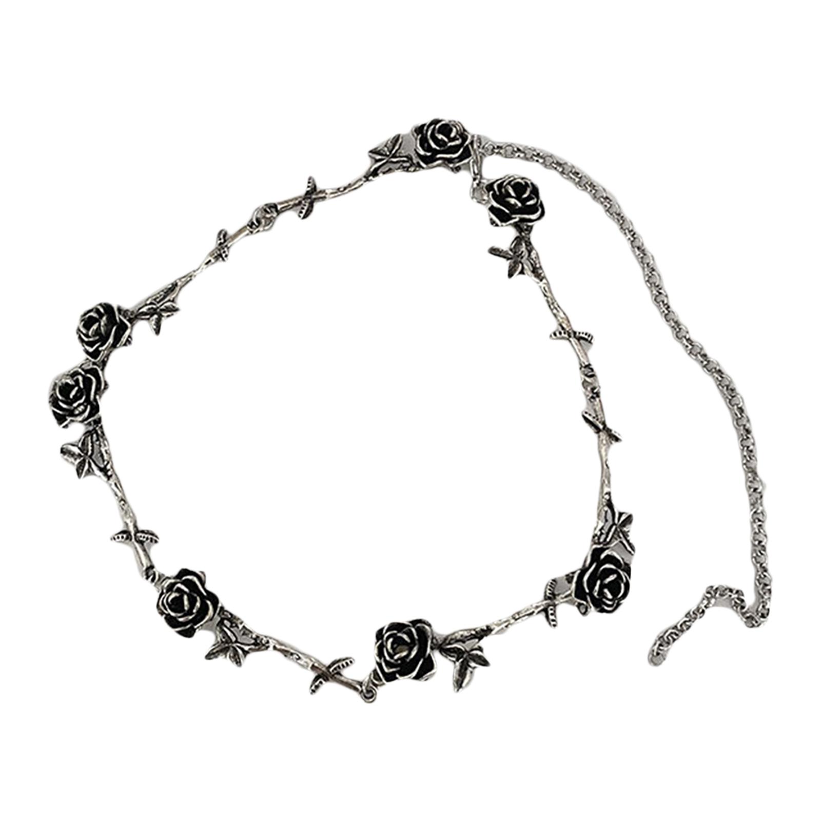 

Punk Chain Choker Necklace for Women Teen Girls Camellia Flower Gothic Choker Necklaces Party Jewelry Clavicle Chain 1