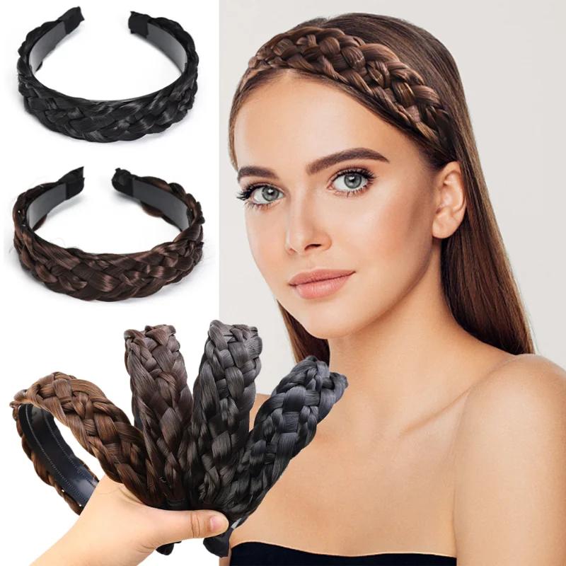Modische Twist-Perücken-Stirnbänder für Damen Breite Fischgrätenzöpfe Haarbänder Handgefertigter Kopfschmuck Hairstyle Kopfbedeckung Accessoires Geschenk
