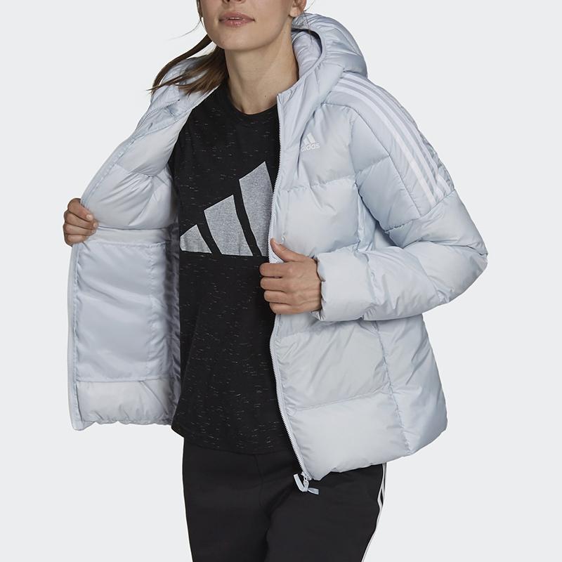 Adidas Sports Casual Warm Hooded Down Jacket Women Jacket Light-Blue GT9166