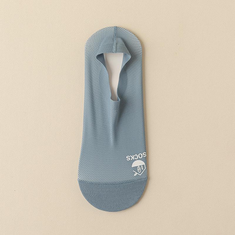 Men's Summer Thin Ice Screen Eye Shallow Mouth Invisible Cotton Bottom Non Slip Socks