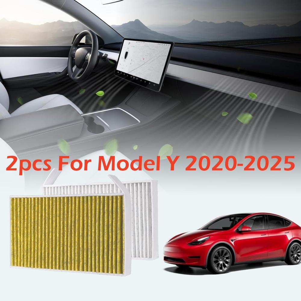 For Model Y 2020-2025 Air Filter HEPA Air Intake Filter Replacement With Activated Carbon For Tesla Model Y