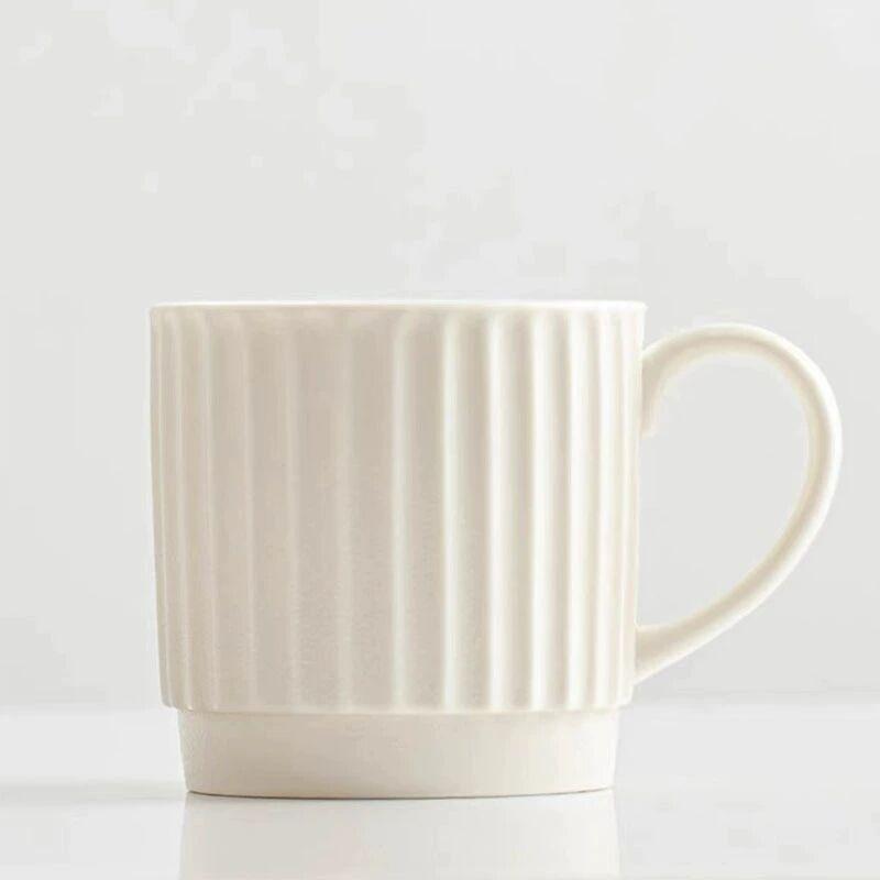 Ceramic Mug Handmade Line Pattern Cup Household Tea Drinking Cup Activity Cup Practical Gift Cup