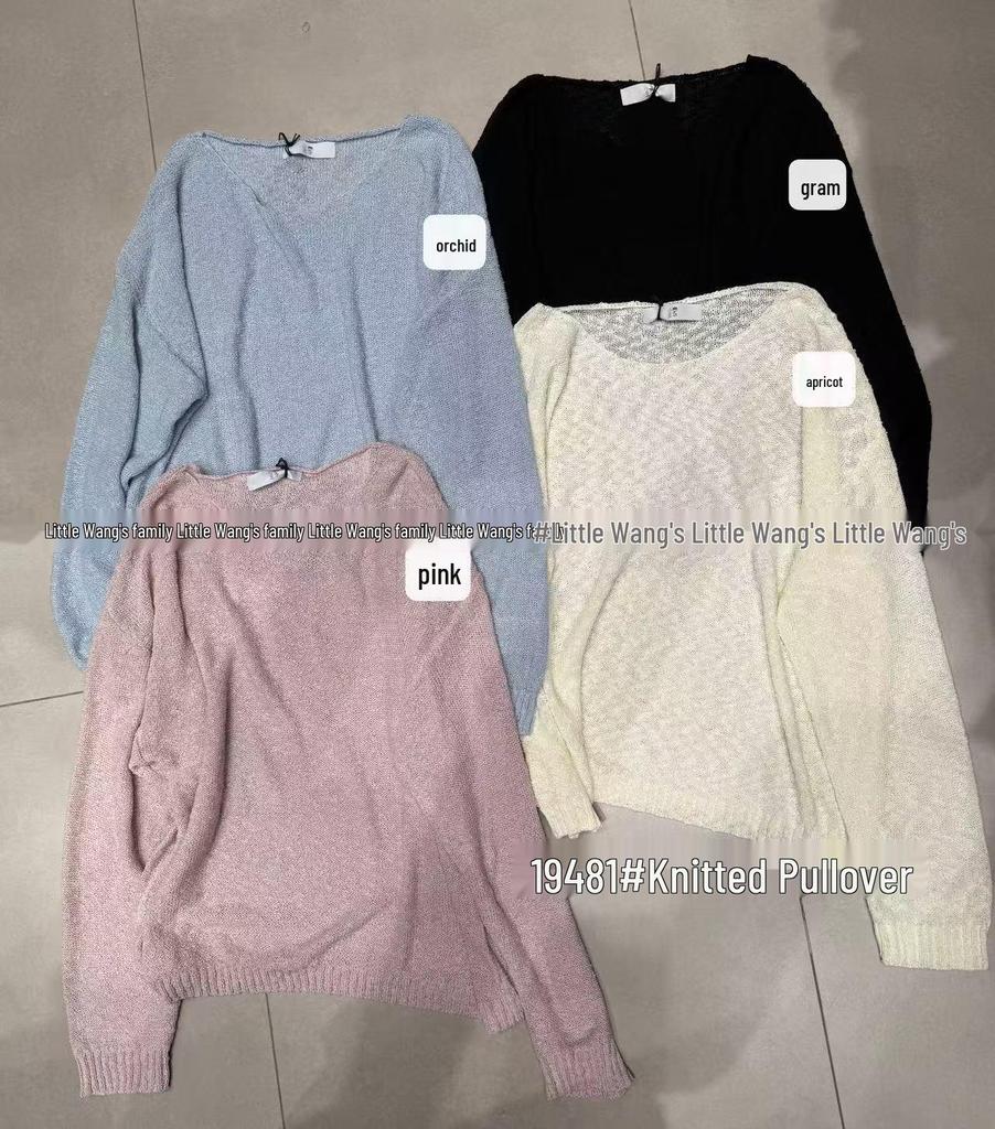 Xiao Wang's Korean Style Loose Plus Size Spring/Summer Casual Sunscreen Knitted Pullover Sweater