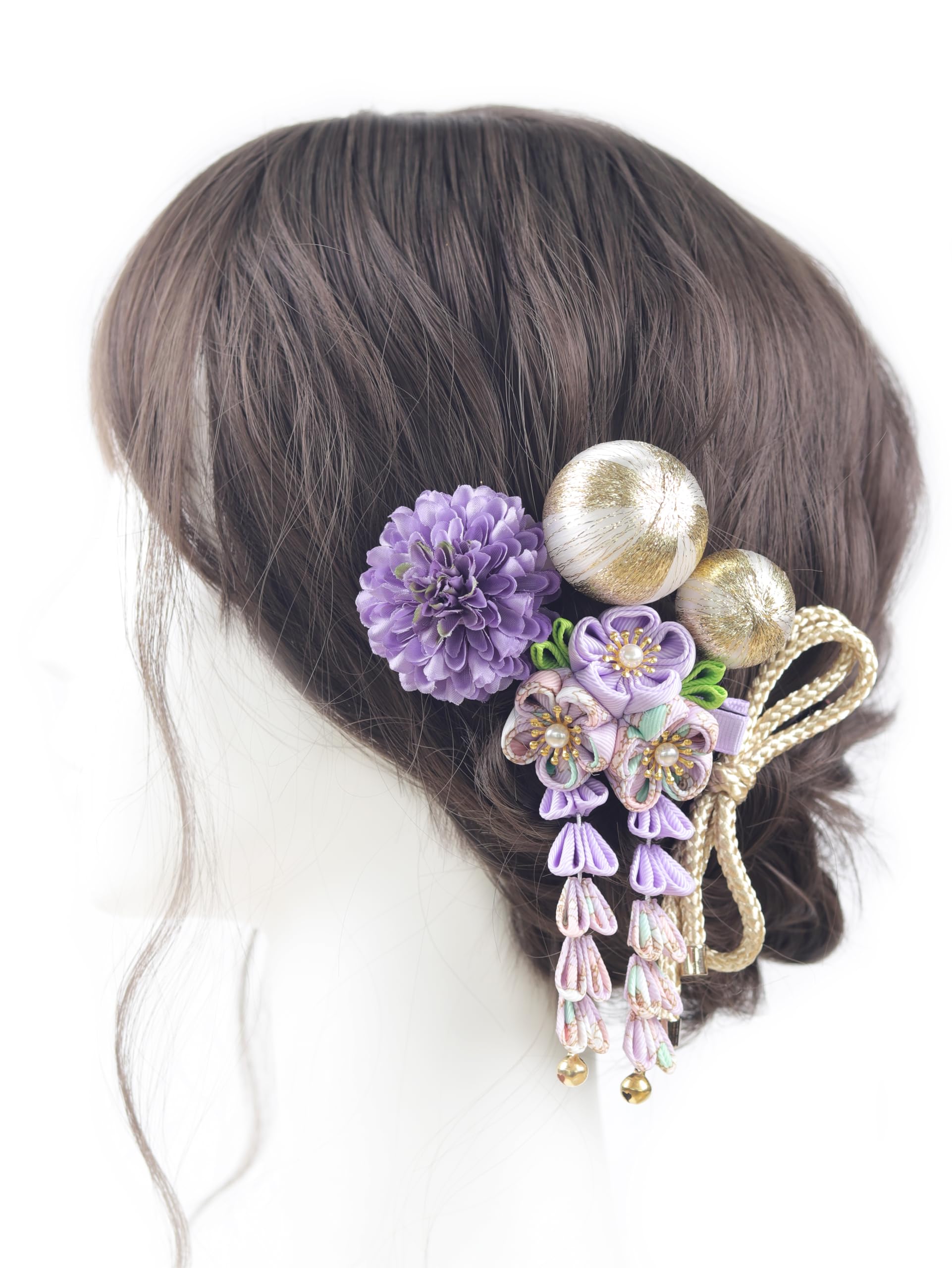 

Hair Ribbon Perfect for Hair Graduation Kindergarten Entrance and [NANA Handmade] Ornaments, Tsumami-zaiku (Japanese Balls), Strings, Coming-of-Age фиолетовый