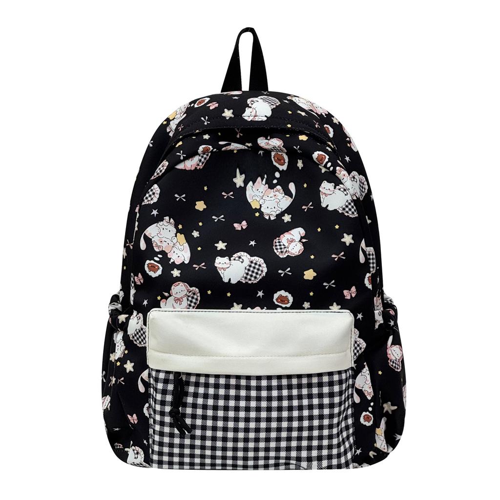 Schoolbag cute cat student backpack women's high-value color matching backpack large capacity small fresh junior high school student schoolbag