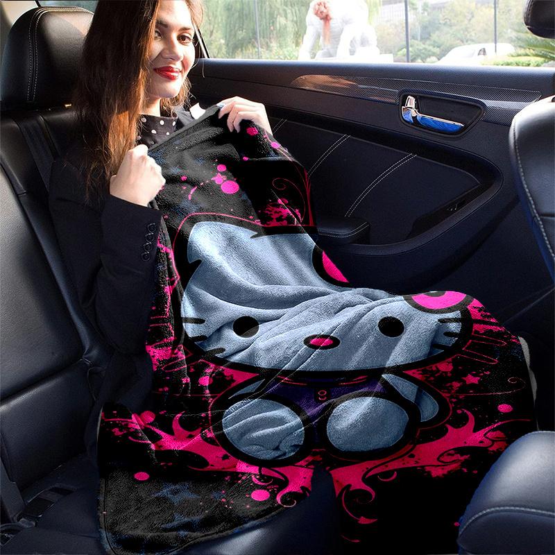 1pc Hello Kitty Cartoon Themed Blanket, Seasonal Home Decorative Throw Blanket, Living Room, Travel, Camping, Car Blankets, Beach, Office Naps, Perfec