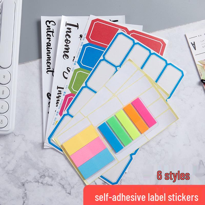 White and Blue Self-Adhesive Handwritten Label Stickers with Index Notes