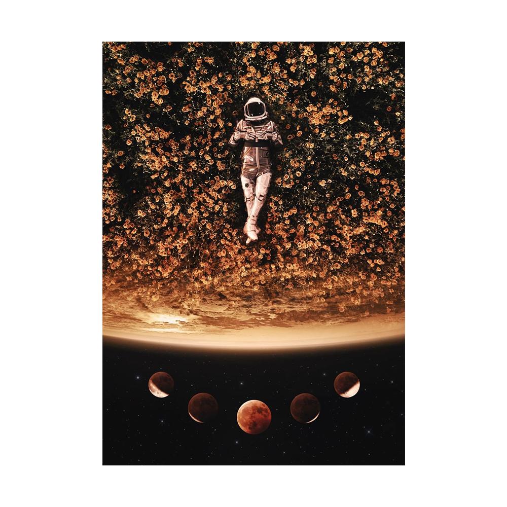 Astronaut Flower Field Painting Canvas Print Wall Art Poster Flourishing of Life Picture for Gift Living Room Home Decor Cuadros