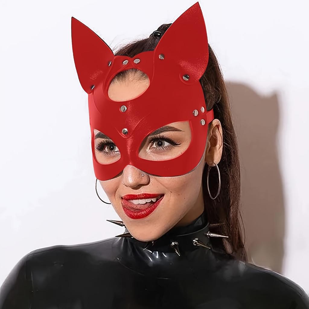 Cat Mask with Earholes - Gothic Punk Style Halloween Party, Carnival Ball, and Adult Game Dress Up Accessories