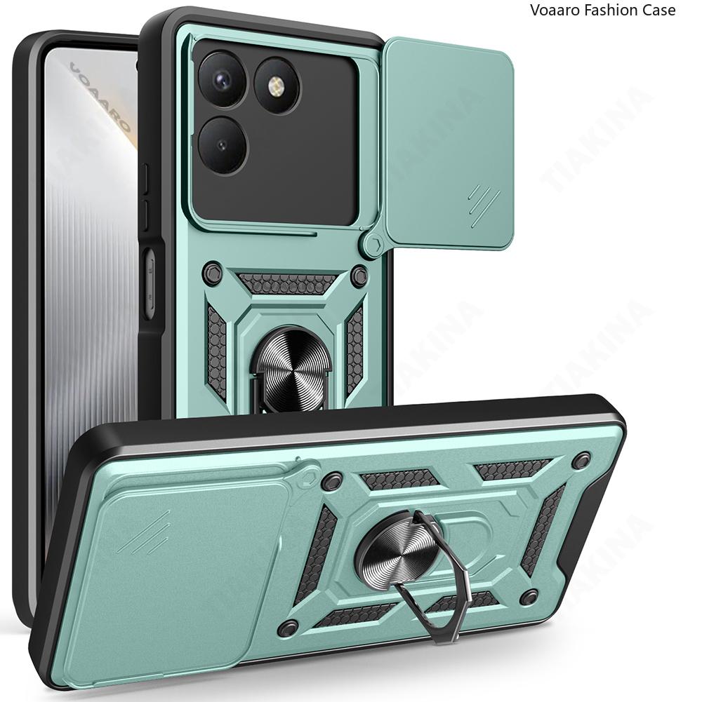 Slide Lens Armor Funda for Tecno Pova 7 4G Case for Tecno Pova7 4G Case Magnetic Ring Stand Holder Cover Shockproof Capa