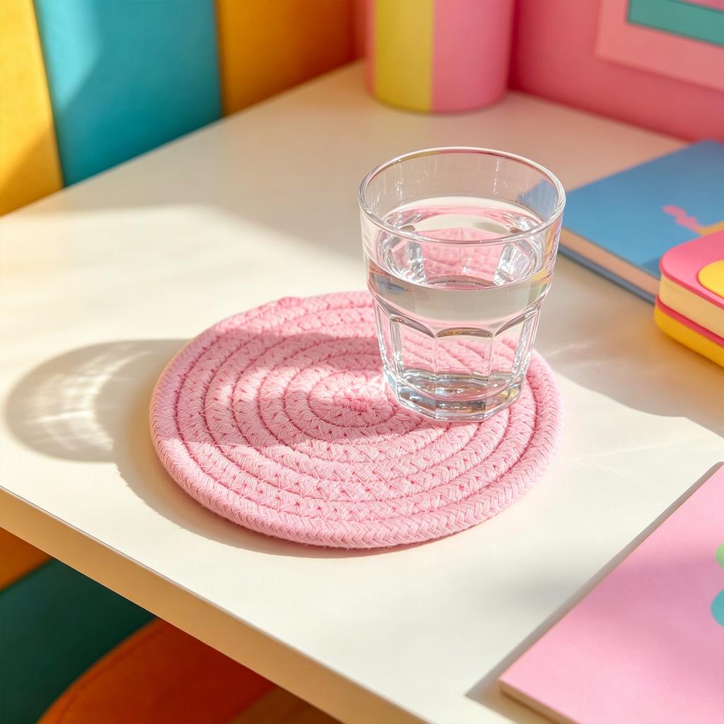 Round Cotton Rope Trivet - Heat Placemat for  Casserole Dishes, Thick Knitted Table Protector