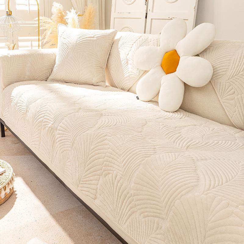 Sofa Cushion Winter Thickened Short Plush Non-Slip Leather Cushion Flannel Winter Style Sets Cover Cloth