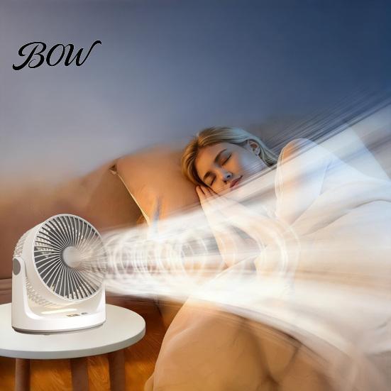 Quiet Office Fan Desktop Air Circulation Fan, 5 Speed Portable USB Desk with 1800mAh Battery Compact & Digital Display, Personal Cooling for