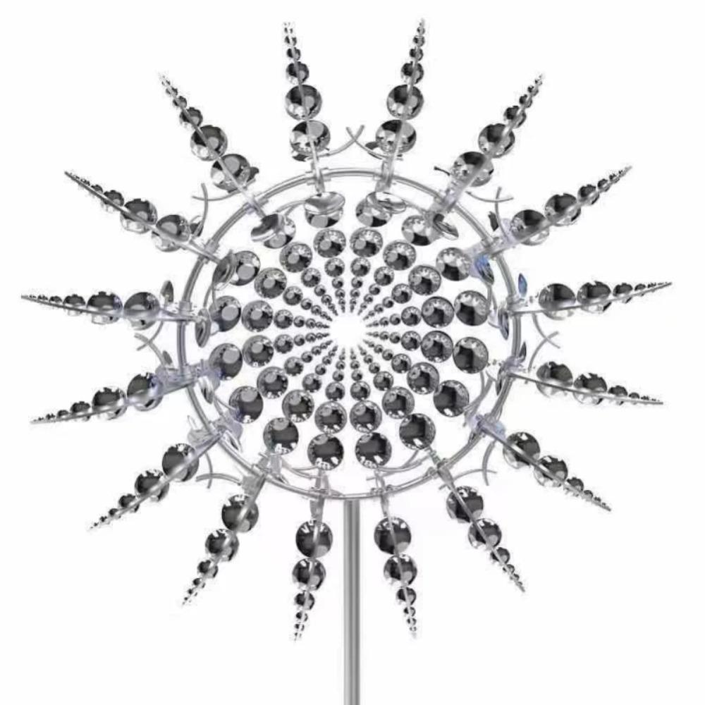 Ground Mounted Wind Spinner Wind Powered Kinetic Sculpture Metal Windmill  Garden Decoration