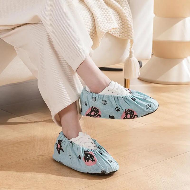 Printing Shoe Covers Non-Slip Indoor Shoes Case Reusable Shoe Cover Adult Foot Cover Protector Washable Overshoes Household