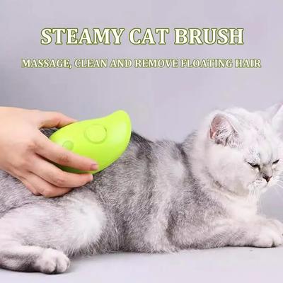 Cat Steamy Brush Electric Spray Cat Hair Brush 3 In1 Dog Steamer Brush For Massage Pet Grooming Cat Hair Brush For Removing