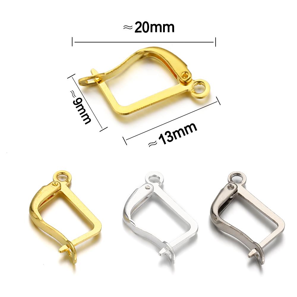 10-50pcs French Earring Hooks Gold Color Lever Back Open Loop Setting for DIY Earring Clips Clasp Jewelry Making Components