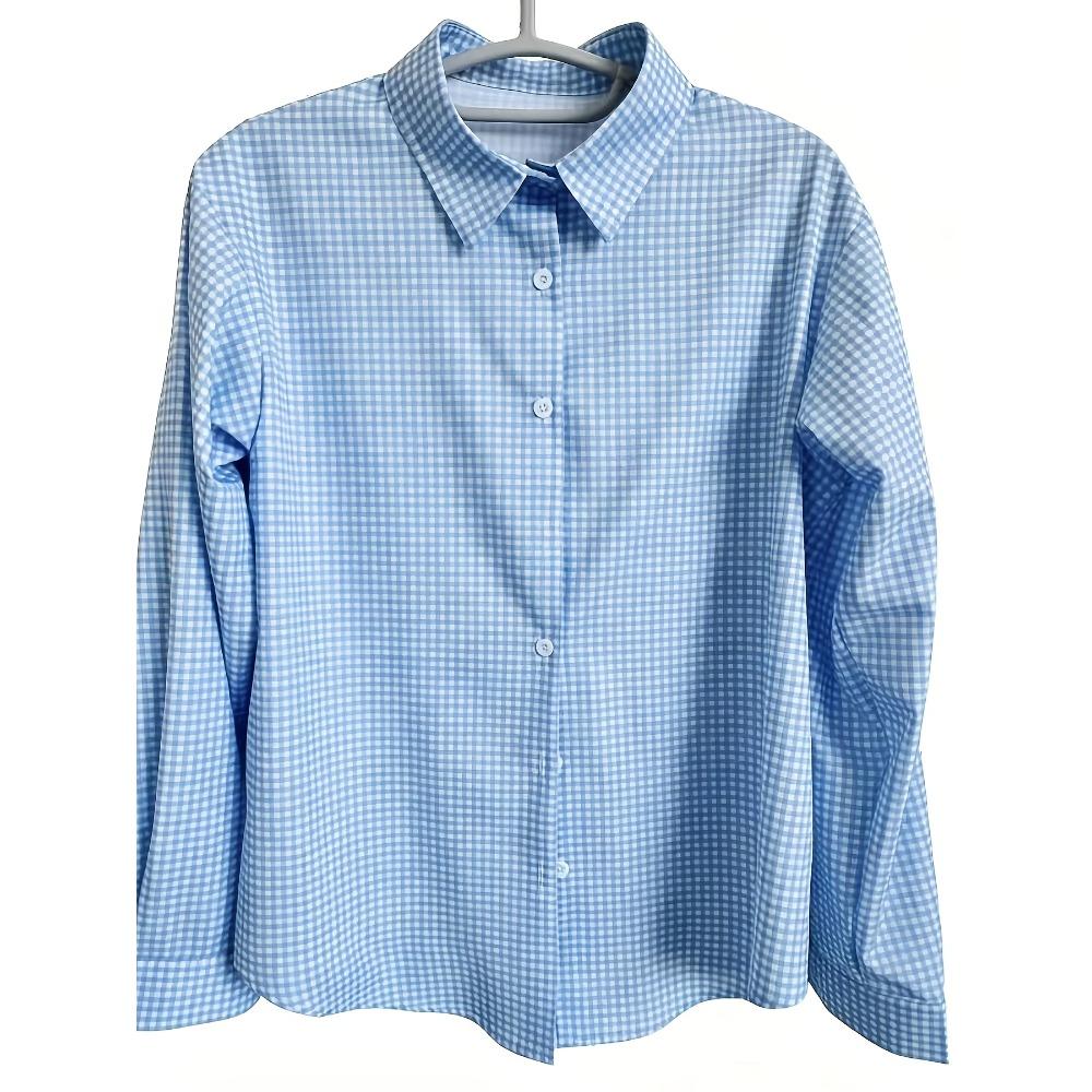 Women's Printed Shirt - Long Sleeve Button Down Shirt, Classic Neckline, Perfect for Office