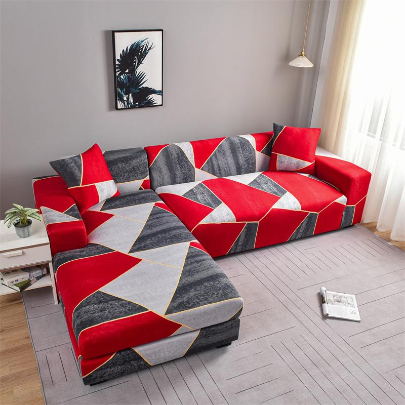 Geometric Elastic Sofa Cover Slipcovers L-Shaped Corner Sofa Couch Cover Armchair Sofa Cover 1/2/3/4 Seater for Living Room 1PC