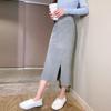 Mid Length Knitted Half Length Skirt for Women In Autumn and Winter High Waist Versatile Split Skirt A-line Hip Wrapping Skirt