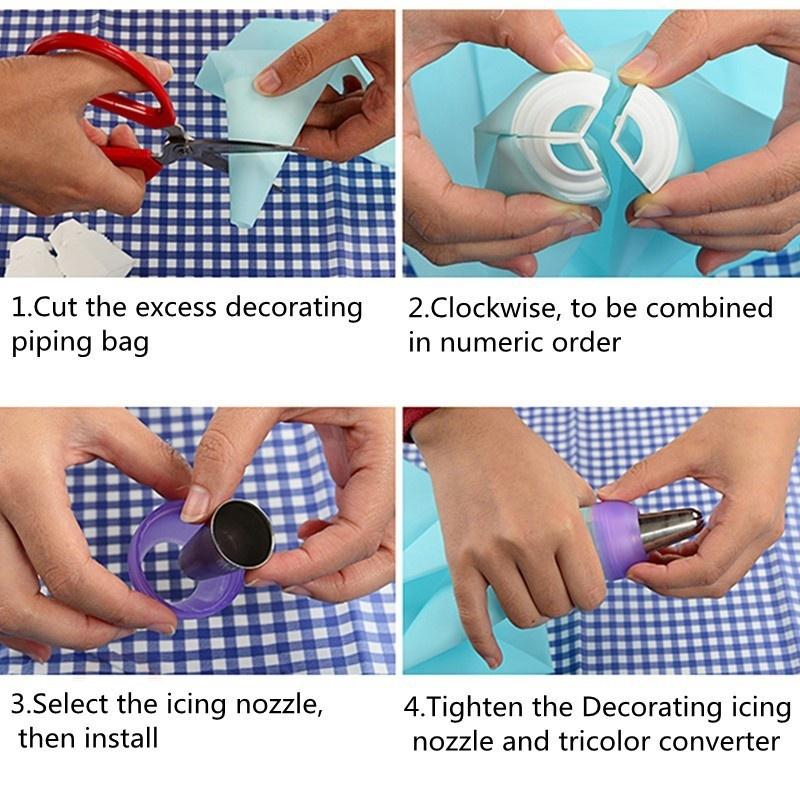 Icing Pipe Bag Nozzle Converter Tri-color Cream Cake Decorating Cake Fudge Cookie Tool