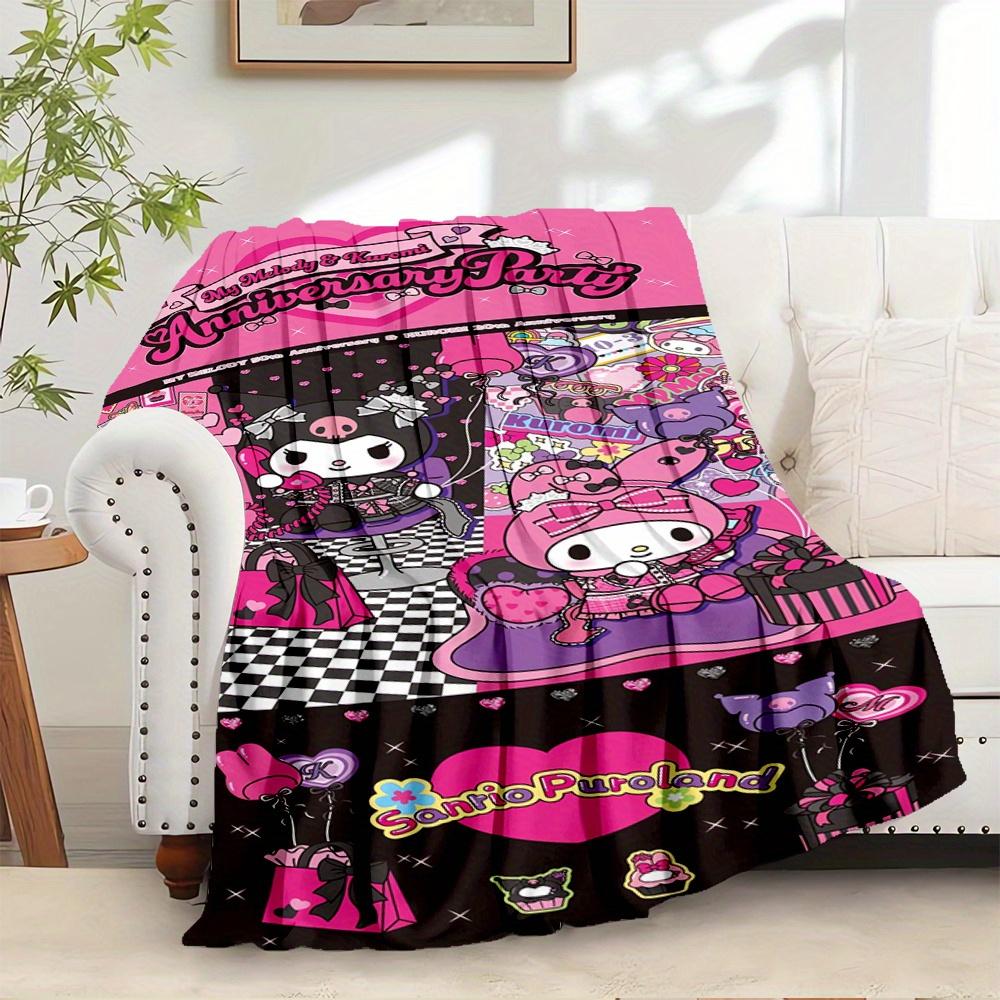 1pc Flannel Kuromi, Party, SanrioThrow Blanket, Cartoon Truck Pattern Printed Blanket, Warm Cozy Soft Blanket For Couch Bed Sofa Car Office 130x150cm
