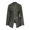 2026 Women's Fashionable Slimming Leather Jacket with Waist-Cinching Design