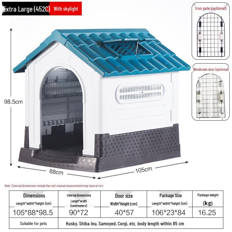 Four Seasons Universal Outdoor Dog House: Breathable, Rainproof Pet Nest for Medium & Large Dogs
