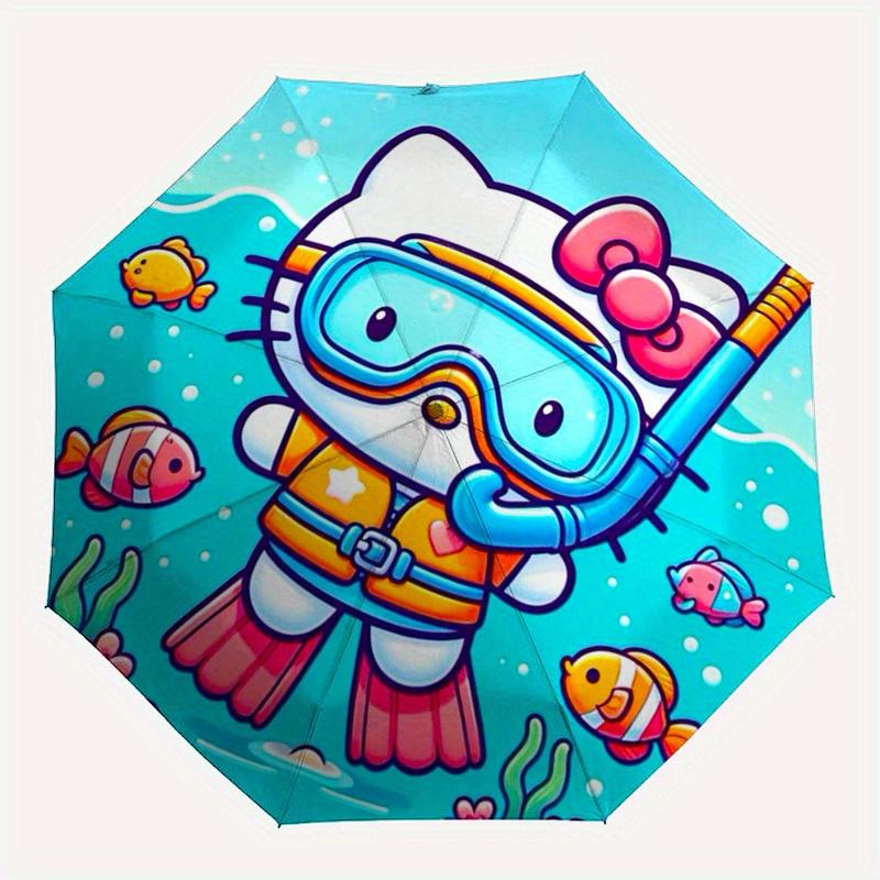 1pc Hello Kitty Underwater Adventure Umbrella with Plastic Handle,Suitable for All Seasons Home Travel Outdoor UmbrellaSanlio501