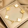 Titanium Steel 15mm Four-leaf Clover Laser-engraved Bracelet Vacuum Plated High Quality Non-fading Women's Bracelet