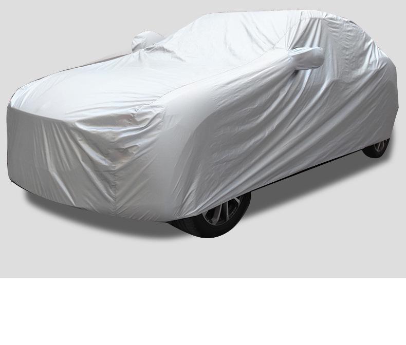 190T Black Polyester Car Cover: Waterproof, Sun Shade, Heat Insulation, Rainproof Protection.