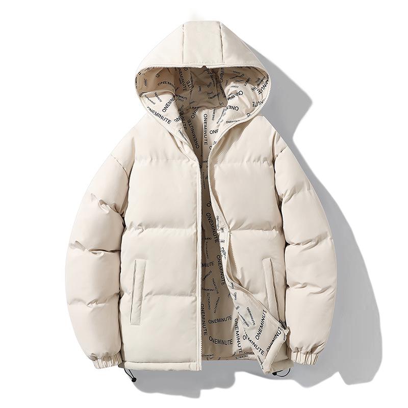 

2023 Trendy Plus Size Double-Sided Cotton Hooded Jacket - Loose Fit, Thick Warm Winter Outerwear for Couples 3XL слонова кістка/білий