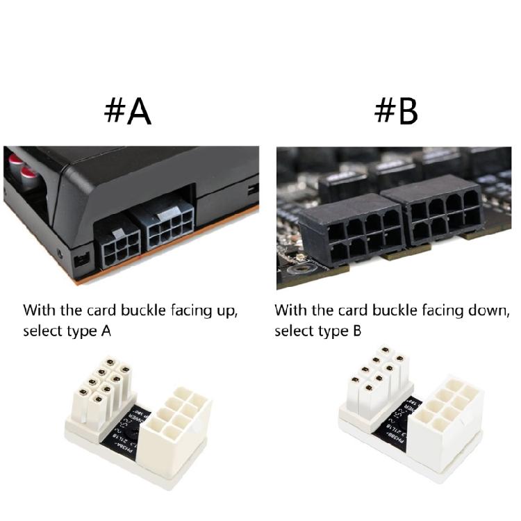 Adaptateur Coude ATX pour Connecteur d'Alimentation GPU Head PCI-E 6 broches 8 broches Demi-tour à 180 Degrés