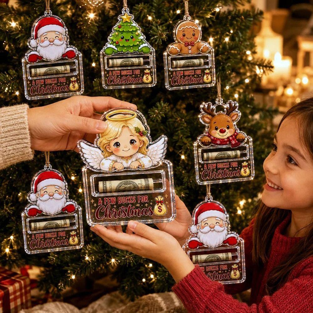 Clear Christmas Cash Gift Holder Ornament Acrylic Acrylic Hanging Ornament Tree Decor