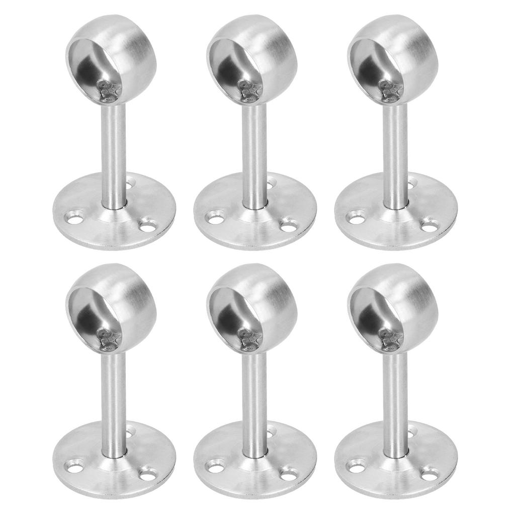 6Pcs Flanged Socket Stainless Steel Curtain Rod Brackets Wardrobe Pole Holder Hardware Fitting(22 AllPass )