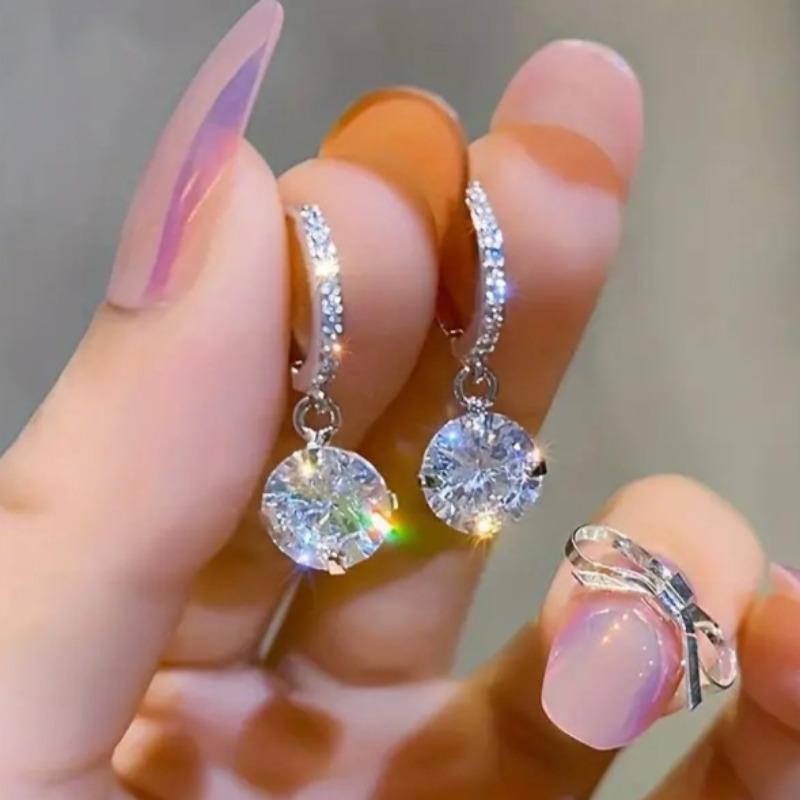 Fasjonable Dame Glitrende Vanndråpe Øredobber Anheng Sjarm Full Diamant Øredobber Smykker